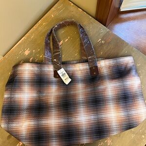 L.L. Bean Plaid Tote Bag - Blue and Brown